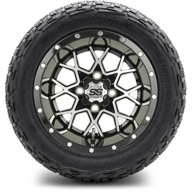 12" MODZ Vortex Machined Black - Tire and Wheel Combo