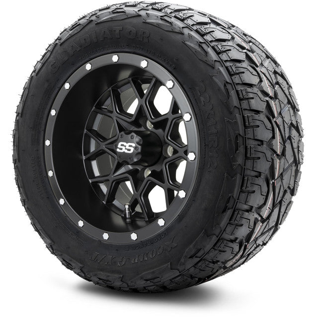 12" MODZ Vortex Matte Black - Tire and Wheel Combo