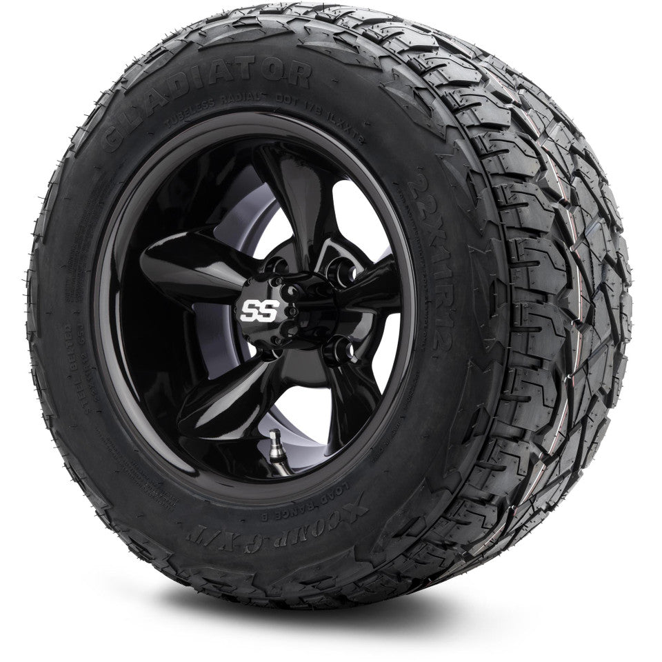 12" MODZ Godfather Glossy Black - Tire and Wheel Combo