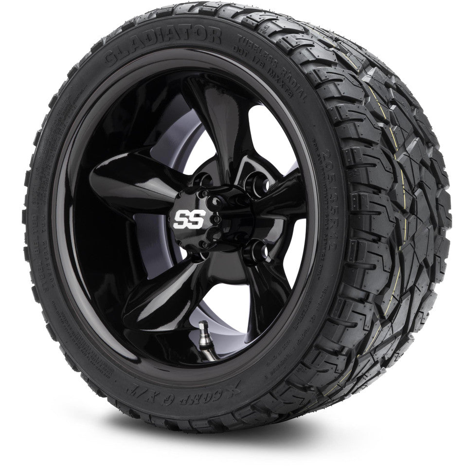 12" MODZ Godfather Glossy Black - Tire and Wheel Combo