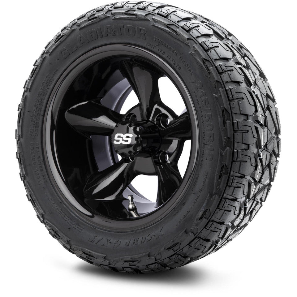 12" MODZ Godfather Glossy Black - Tire and Wheel Combo