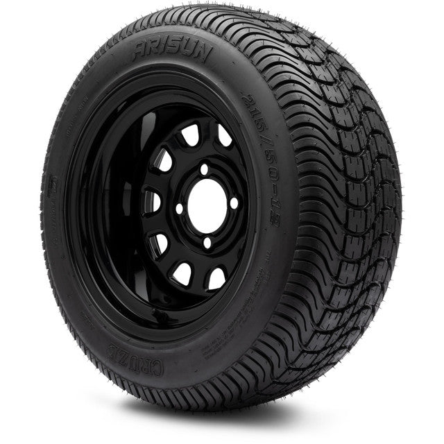 12" MODZ Steel D Window Glossy Black - Tire and Wheel Combo