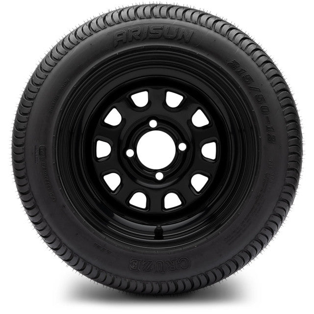 12" MODZ Steel D Window Glossy Black - Tire and Wheel Combo