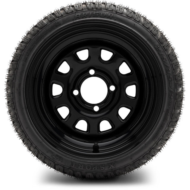 12" MODZ Steel D Window Glossy Black - Tire and Wheel Combo