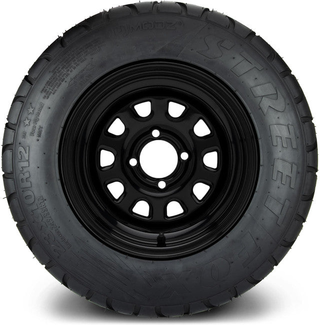 12" MODZ Steel D Window Glossy Black - Tire and Wheel Combo