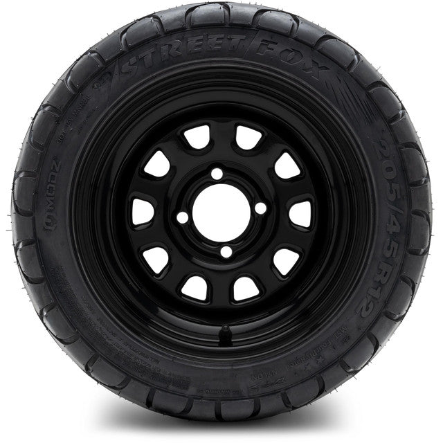 12" MODZ Steel D Window Glossy Black - Tire and Wheel Combo