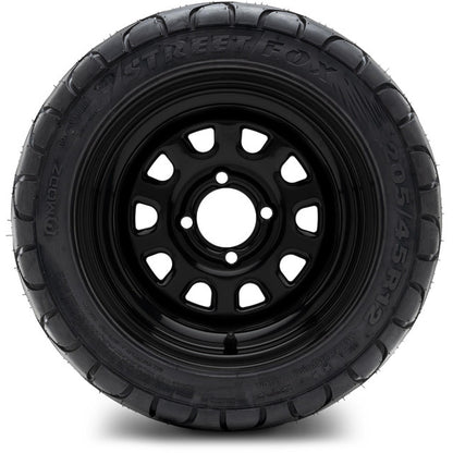 12" MODZ Steel D Window Glossy Black - Tire and Wheel Combo