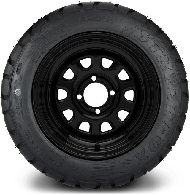 12" MODZ Steel D Window Glossy Black - Tire and Wheel Combo