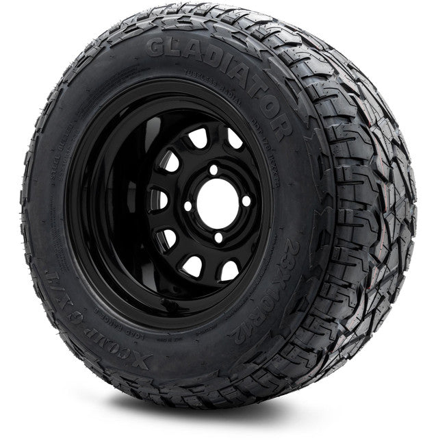 12" MODZ Steel D Window Glossy Black - Tire and Wheel Combo