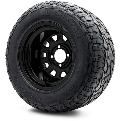 12" MODZ Steel D Window Glossy Black - Tire and Wheel Combo