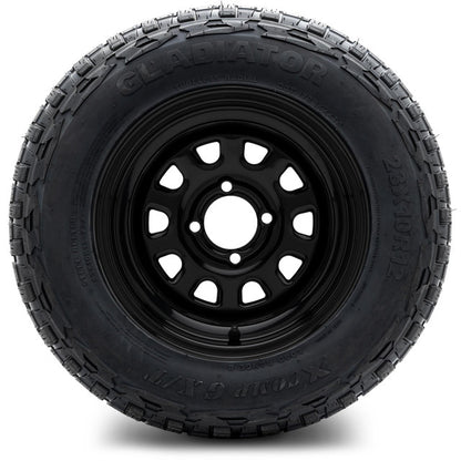 12" MODZ Steel D Window Glossy Black - Tire and Wheel Combo