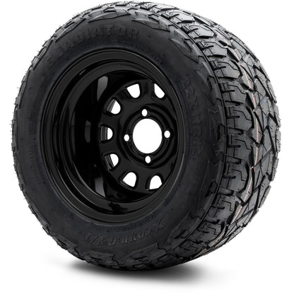 12" MODZ Steel D Window Glossy Black - Tire and Wheel Combo