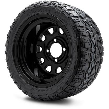 12" MODZ Steel D Window Glossy Black - Tire and Wheel Combo