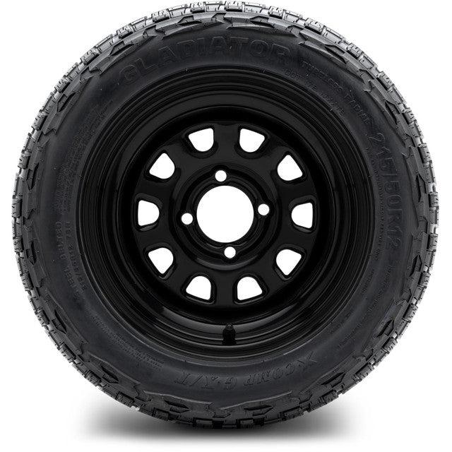 12" MODZ Steel D Window Glossy Black - Tire and Wheel Combo