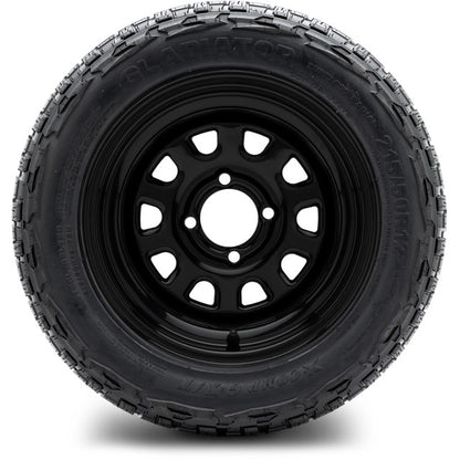 12" MODZ Steel D Window Glossy Black - Tire and Wheel Combo