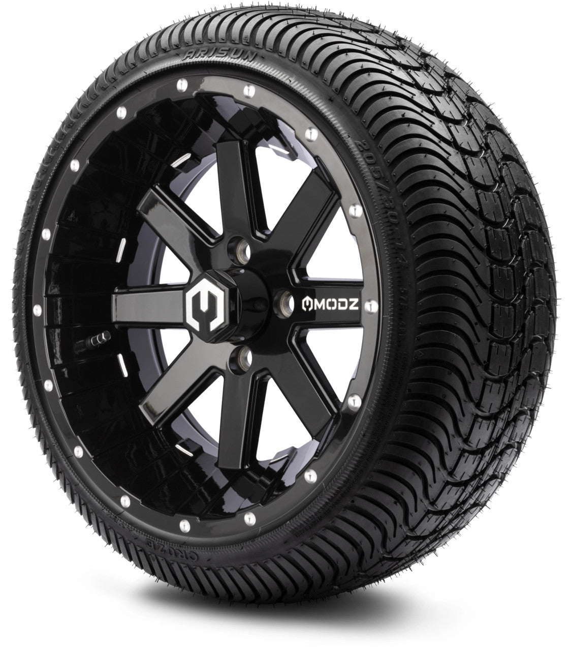 14" MODZ Assault Glossy Black - Tire and Wheel Combo