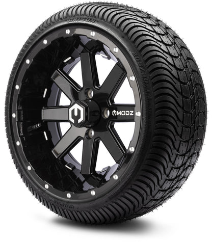 14" MODZ Assault Glossy Black - Tire and Wheel Combo
