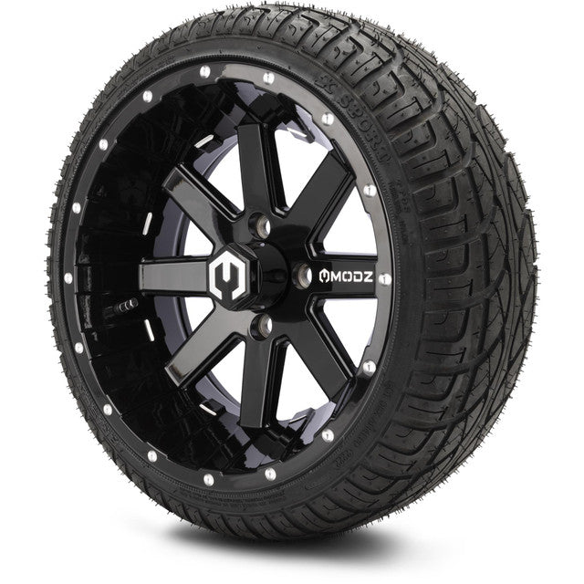 14" MODZ Assault Glossy Black - Tire and Wheel Combo