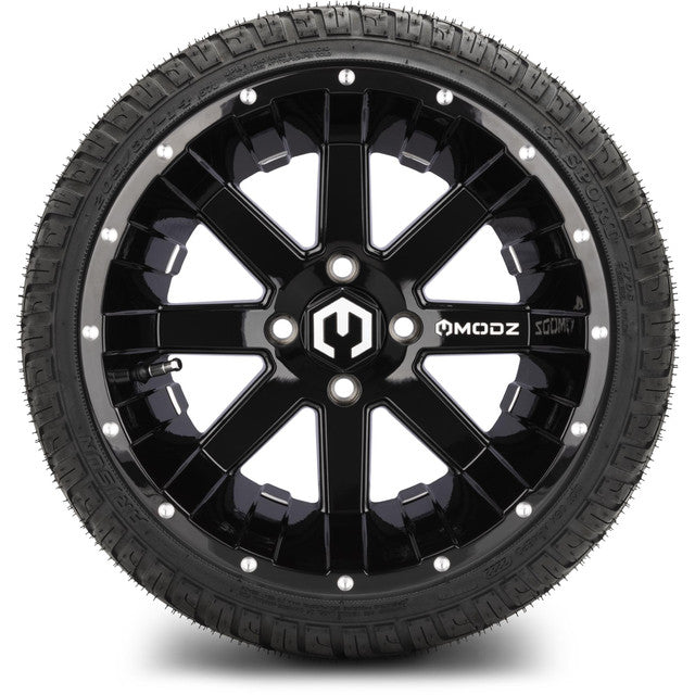 14" MODZ Assault Glossy Black - Tire and Wheel Combo