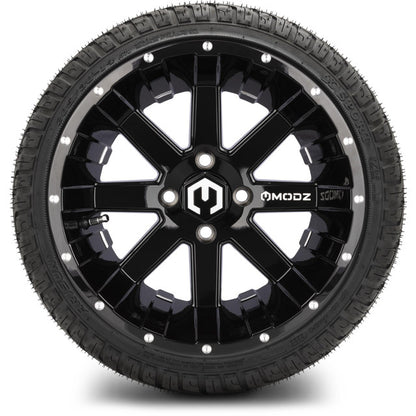 14" MODZ Assault Glossy Black - Tire and Wheel Combo