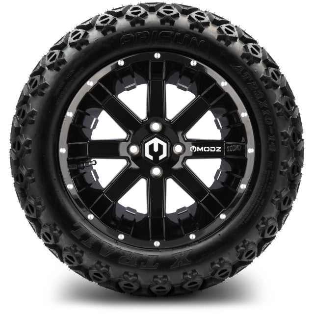 14" MODZ Assault Glossy Black - Tire and Wheel Combo