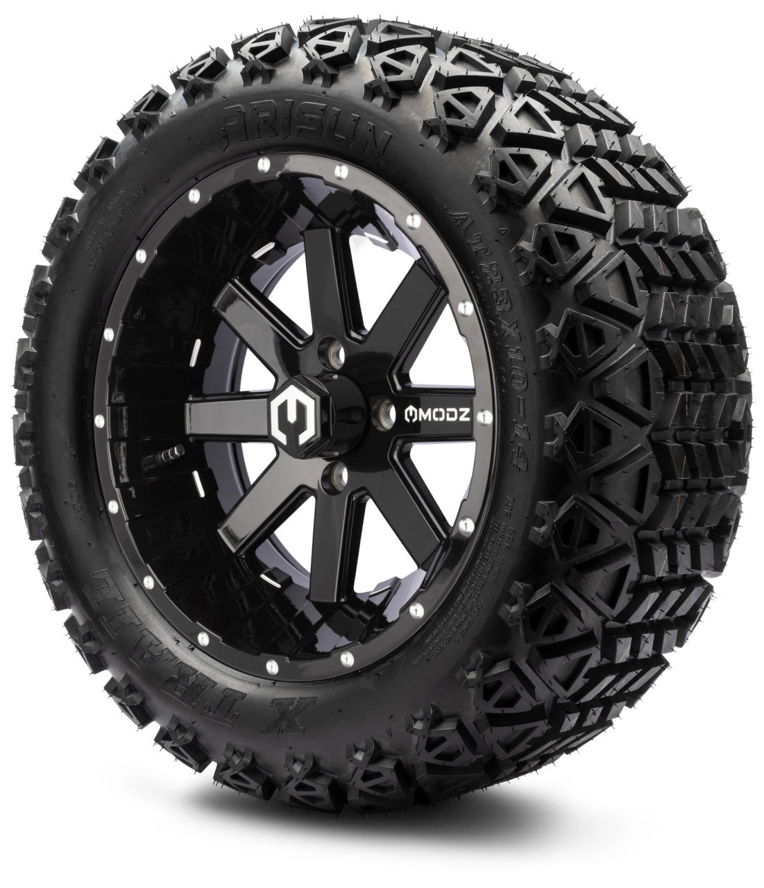 14" MODZ Assault Glossy Black - Tire and Wheel Combo