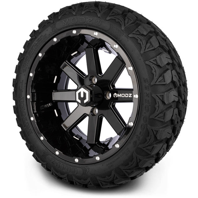 14" MODZ Assault Glossy Black - Tire and Wheel Combo