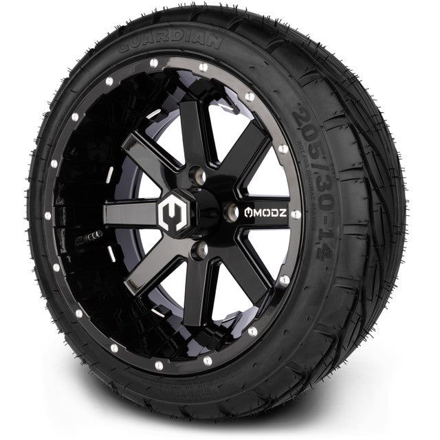 14" MODZ Assault Glossy Black - Tire and Wheel Combo