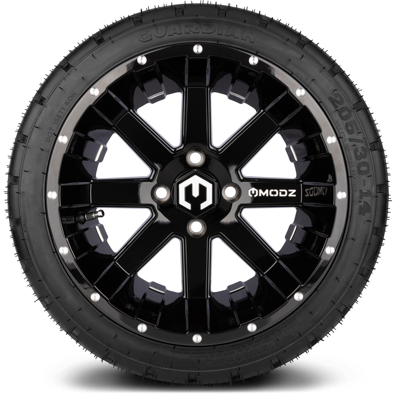14" MODZ Assault Glossy Black - Tire and Wheel Combo