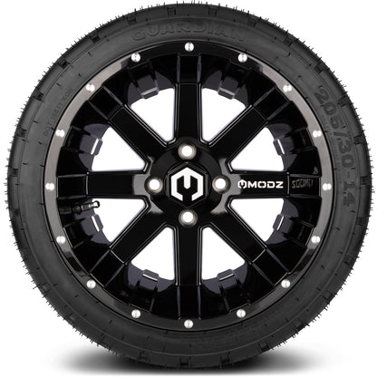 14" MODZ Assault Glossy Black - Tire and Wheel Combo