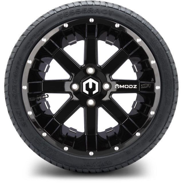 14" MODZ Assault Glossy Black - Tire and Wheel Combo