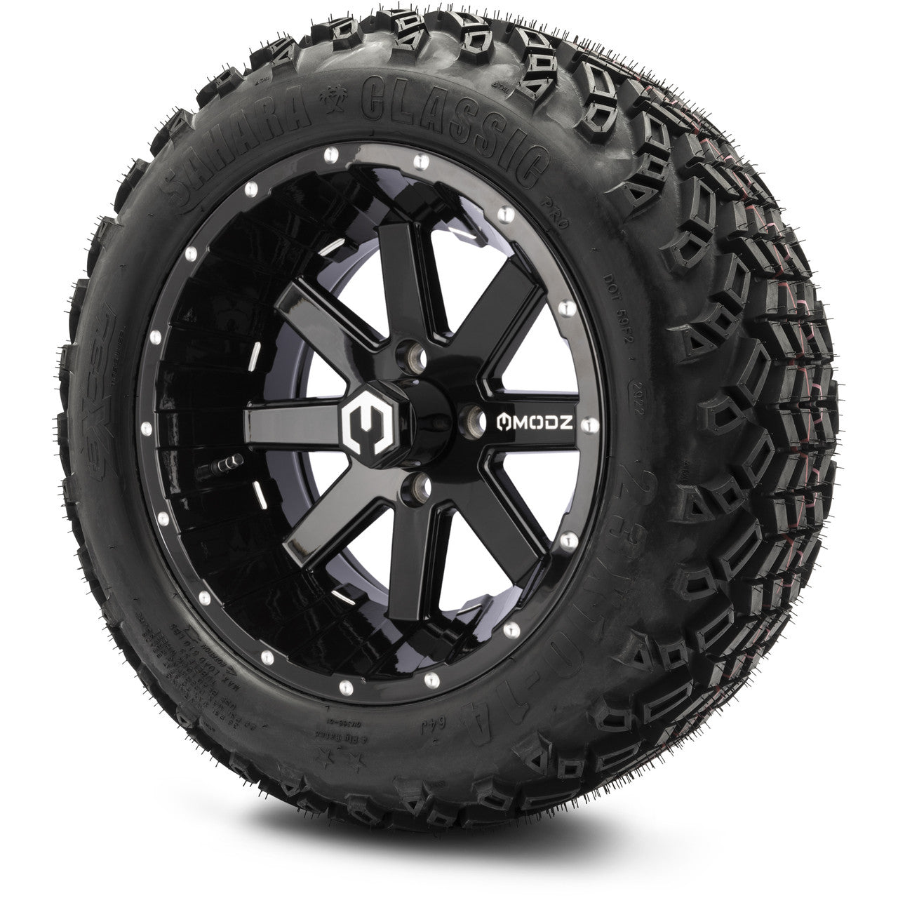 14" MODZ Assault Glossy Black - Tire and Wheel Combo