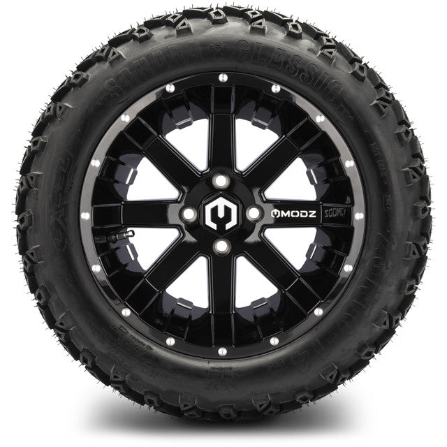 14" MODZ Assault Glossy Black - Tire and Wheel Combo