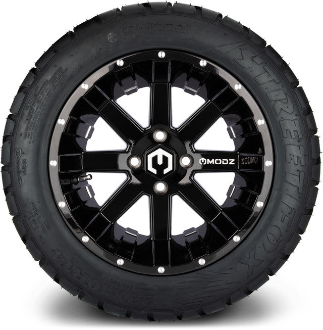 14" MODZ Assault Glossy Black - Tire and Wheel Combo