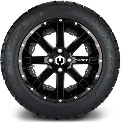 14" MODZ Assault Glossy Black - Tire and Wheel Combo