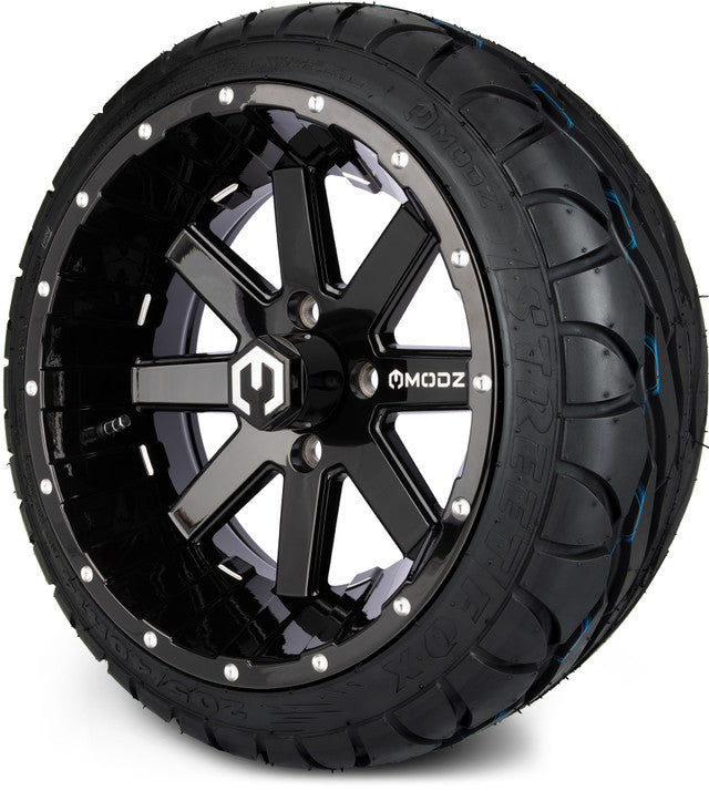 14" MODZ Assault Glossy Black - Tire and Wheel Combo