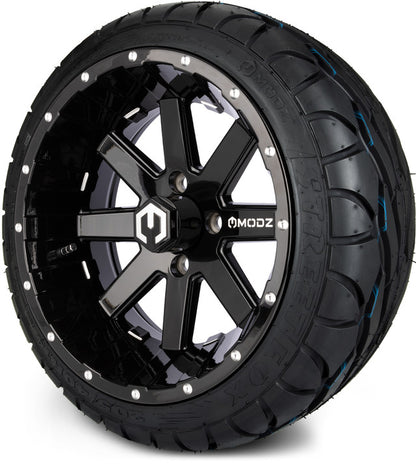 14" MODZ Assault Glossy Black - Tire and Wheel Combo