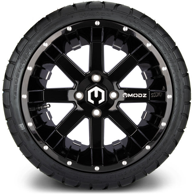14" MODZ Assault Glossy Black - Tire and Wheel Combo
