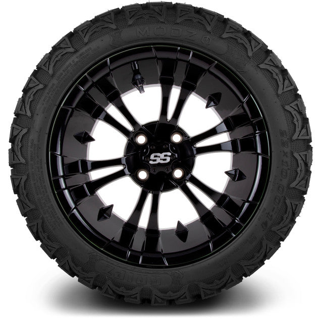 14" MODZ Vampire Glossy Black - Tire and Wheel Combo