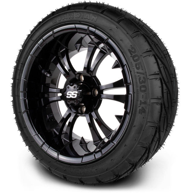 14" MODZ Vampire Glossy Black - Tire and Wheel Combo