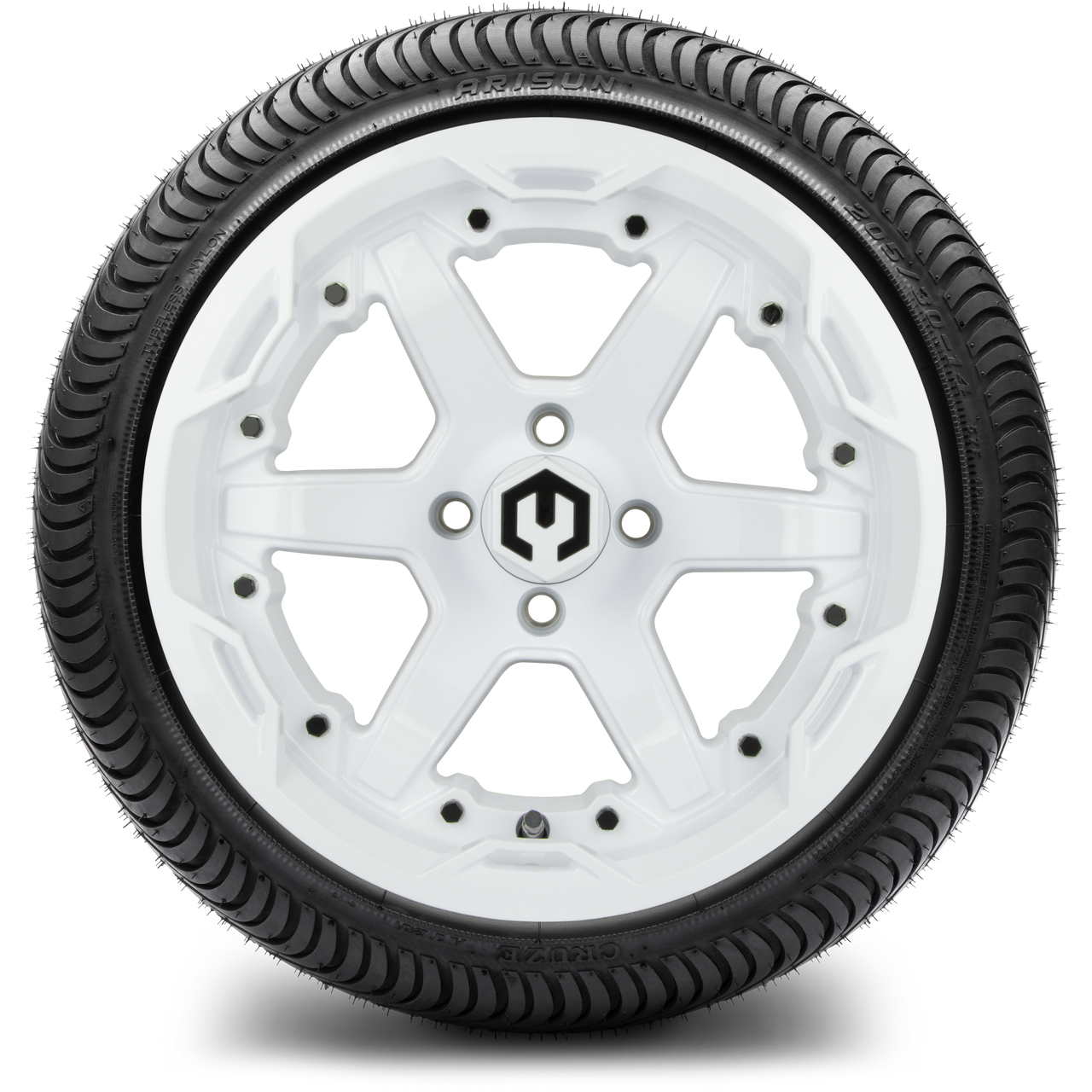 14" MODZ Gladiator Glossy White - Tire and Wheel Combo