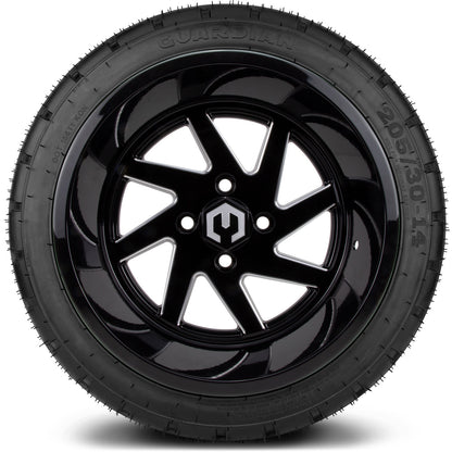 14" MODZ Fury Glossy Black - Tire and Wheel Combo