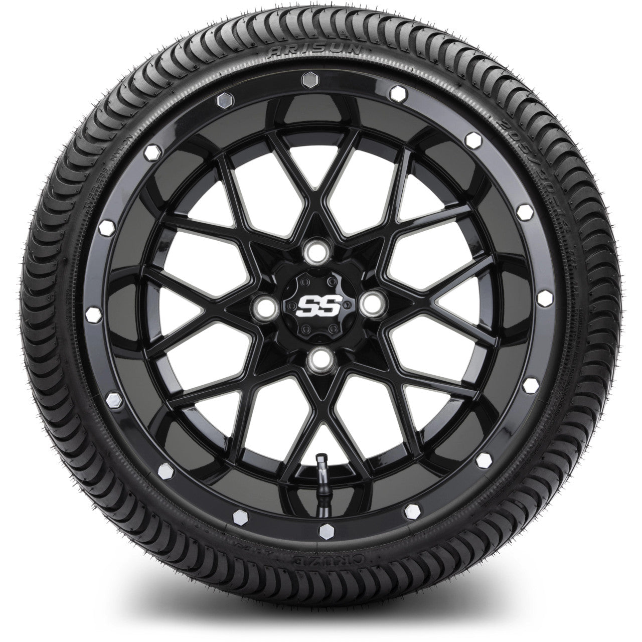 14" MODZ Vortex Glossy Black - Tire and Wheel Combo