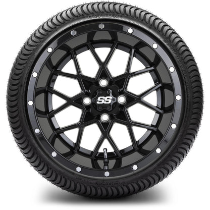 14" MODZ Vortex Glossy Black - Tire and Wheel Combo