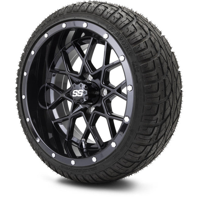14" MODZ Vortex Glossy Black - Tire and Wheel Combo