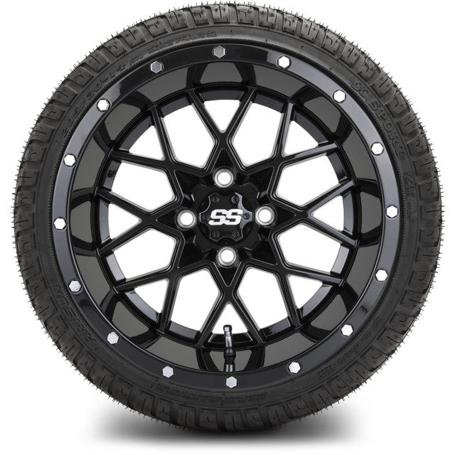 14" MODZ Vortex Glossy Black - Tire and Wheel Combo