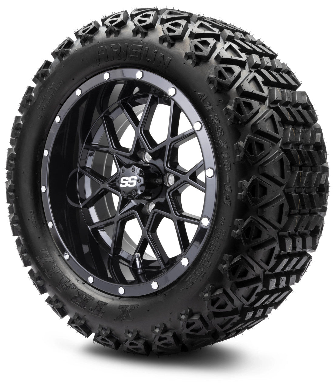 14" MODZ Vortex Glossy Black - Tire and Wheel Combo