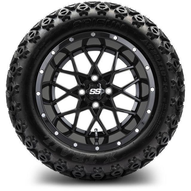 14" MODZ Vortex Glossy Black - Tire and Wheel Combo