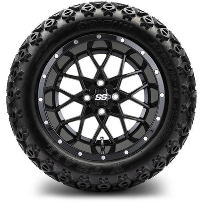 14" MODZ Vortex Glossy Black - Tire and Wheel Combo