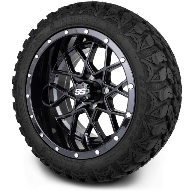 14" MODZ Vortex Glossy Black - Tire and Wheel Combo